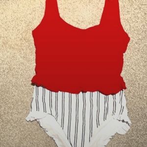 Janela bay red and striped tankini size M